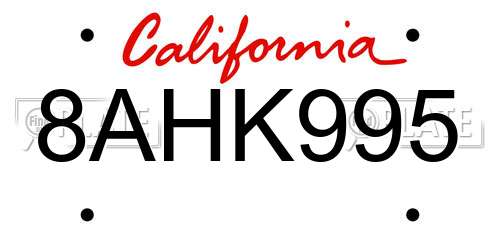 8AHK995 California License Plate