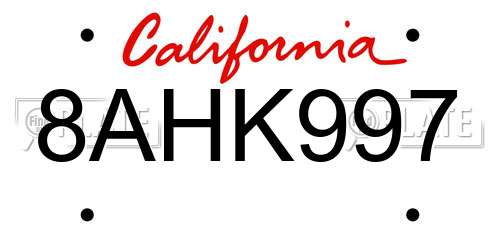 8AHK997 California License Plate