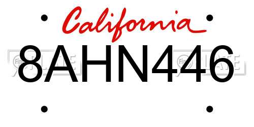 8AHN446 California License Plate