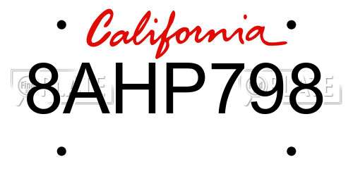 8AHP798 California License Plate