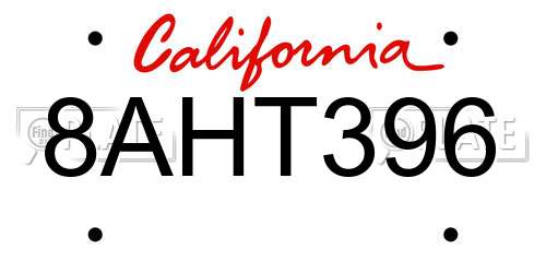 8AHT396 California License Plate