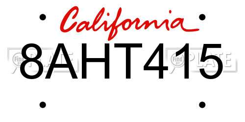 8AHT415 California License Plate