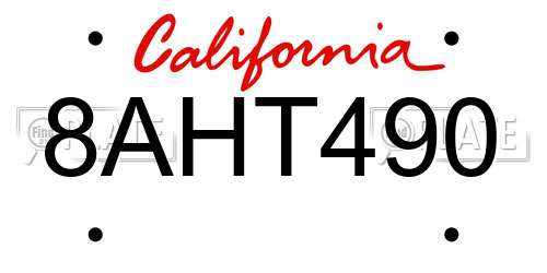 8AHT490 California License Plate