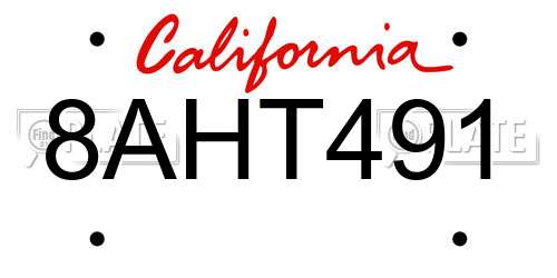 8AHT491 California License Plate