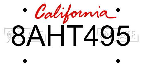 8AHT495 California License Plate