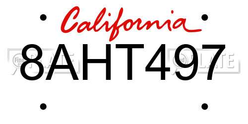8AHT497 California License Plate