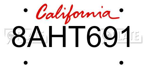 8AHT691 California License Plate