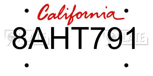 8AHT791 California License Plate