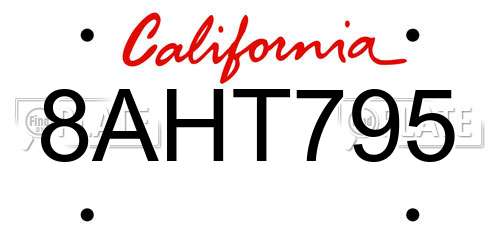 8AHT795 California License Plate