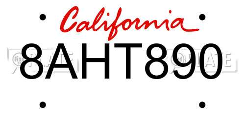 8AHT890 California License Plate