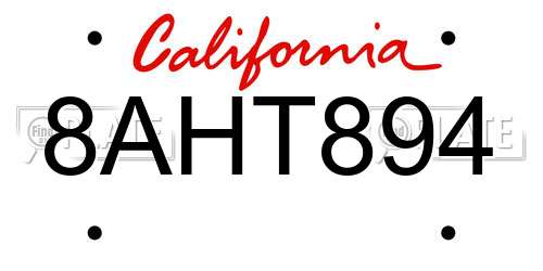 8AHT894 California License Plate