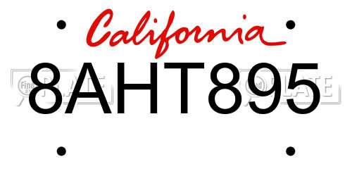 8AHT895 California License Plate