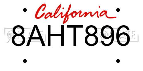 8AHT896 California License Plate