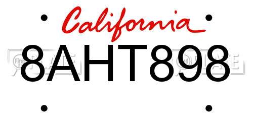 8AHT898 California License Plate