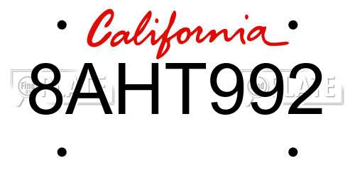 8AHT992 California License Plate