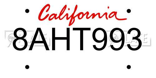 8AHT993 California License Plate