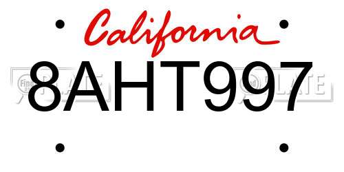 8AHT997 California License Plate