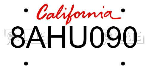 8AHU090 California License Plate