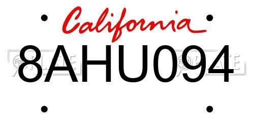 8AHU094 California License Plate