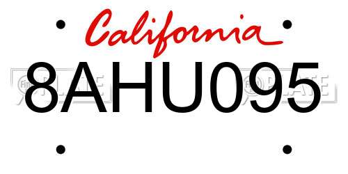 8AHU095 California License Plate