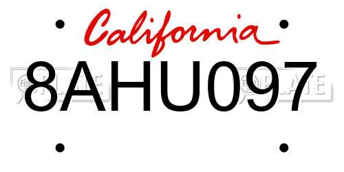 8AHU097 California License Plate