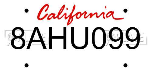8AHU099 California License Plate