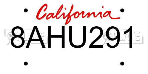 8AHU291 California License Plate