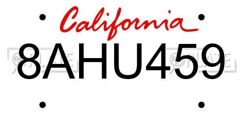 8AHU459 California License Plate