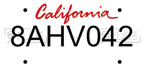 8AHV042 California License Plate