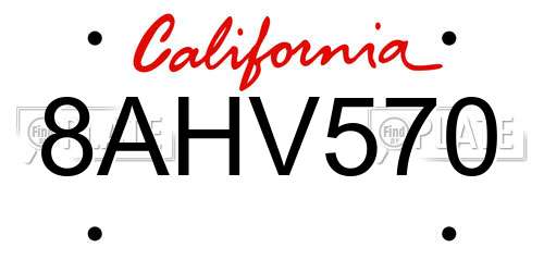 8AHV570 California License Plate