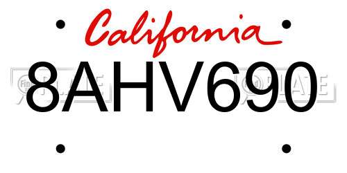 8AHV690 California License Plate