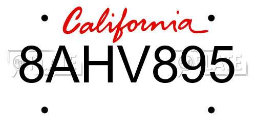 8AHV895 California License Plate