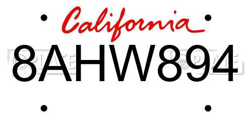 8AHW894 California License Plate
