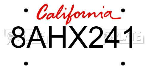 8AHX241 California License Plate