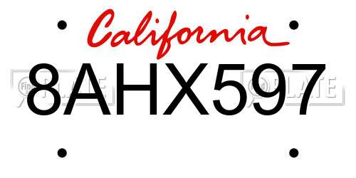 8AHX597 California License Plate