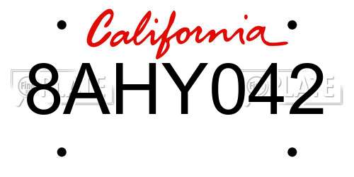 8AHY042 California License Plate