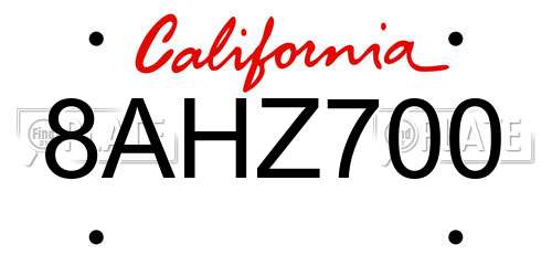 8AHZ700 California License Plate