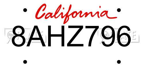 8AHZ796 California License Plate
