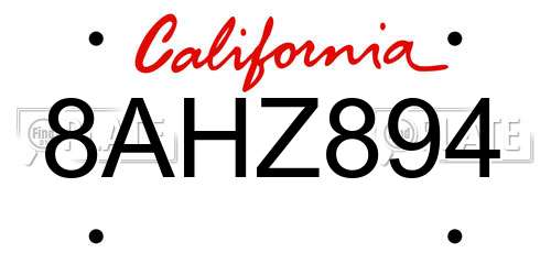8AHZ894 California License Plate