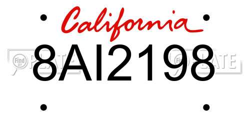 8AI2198 California License Plate