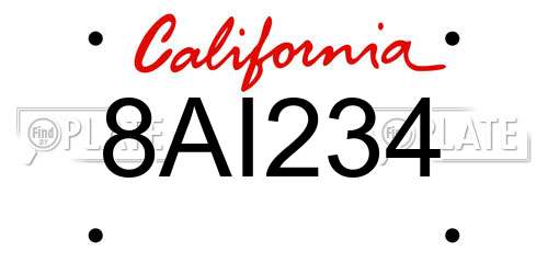 8AI234 California License Plate