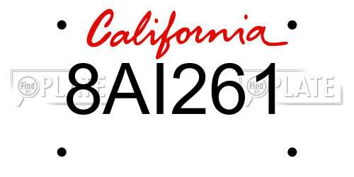 8AI261 California License Plate