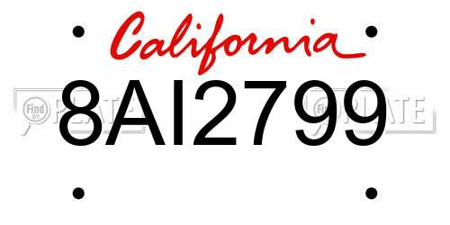 8AI2799 California License Plate