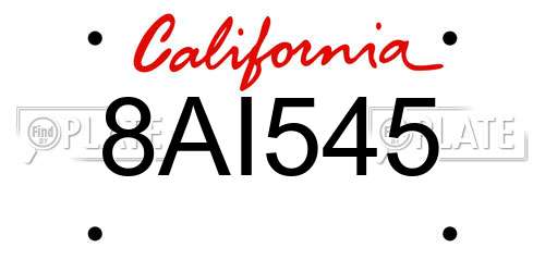 8AI545 California License Plate