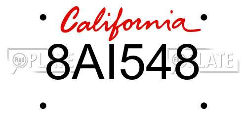 8AI548 California License Plate