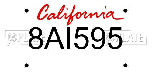 8AI595 California License Plate
