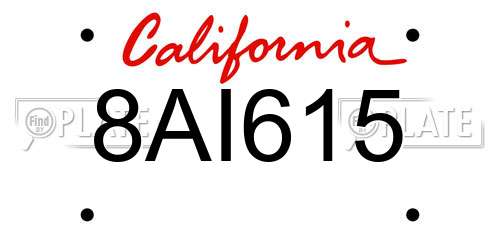 8AI615 California License Plate