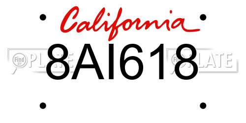 8AI618 California License Plate