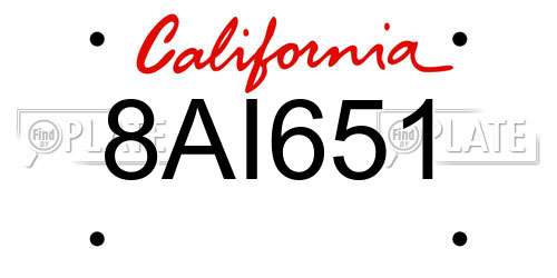 8AI651 California License Plate