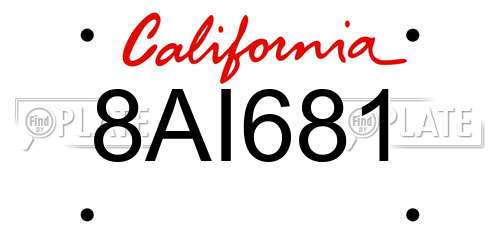 8AI681 California License Plate